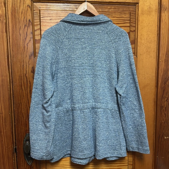 Christopher & Banks Blue Metallic zip jacket XL with drawstring at waist - Picture 6 of 7